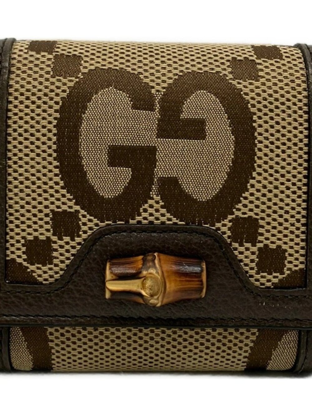GUCCI 658635 Beige Dark Brown Jacquard Leather Bifold Wallet